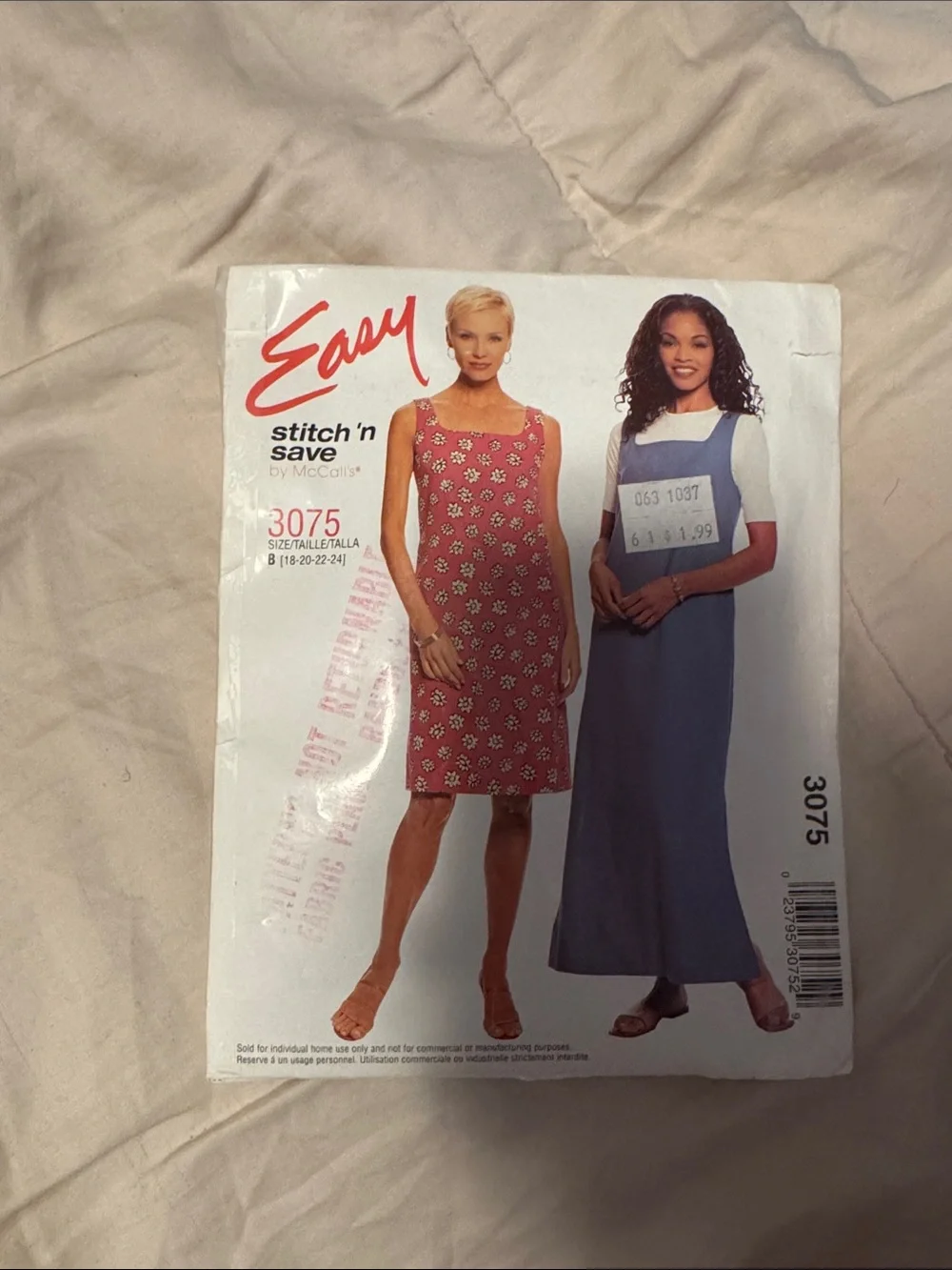 Easy Stitch 'n Save McCall's 3075 Sleeveless Dresses - sewing pattern